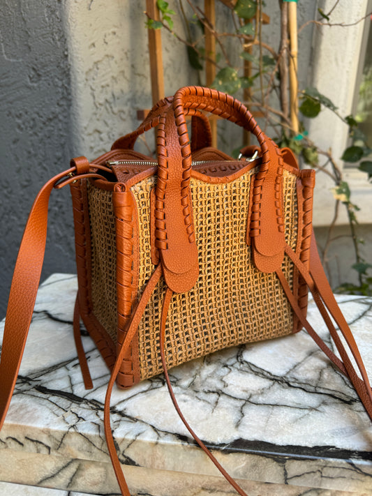 Chloé Mony Small Raffia Tote Crossbody