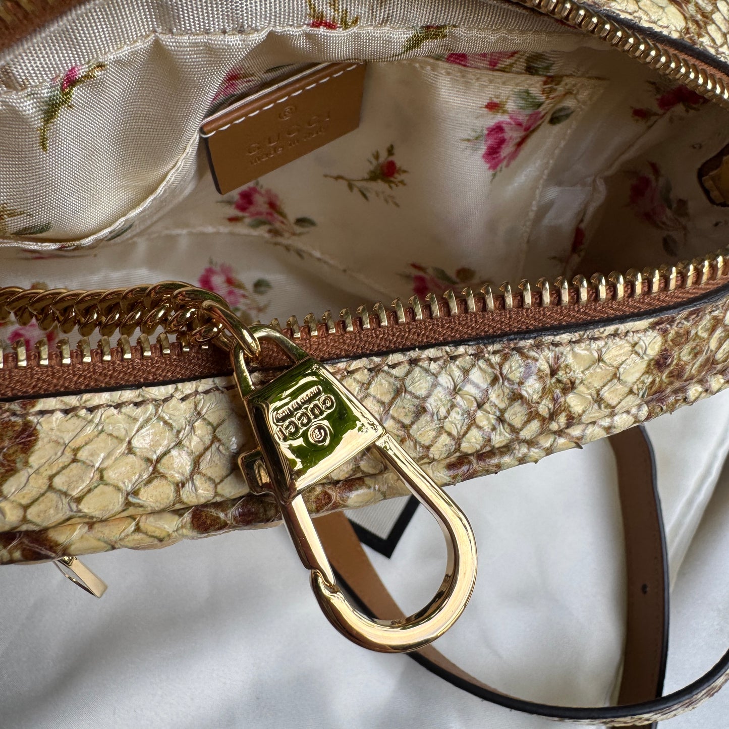 Gucci Ophidia Snakeskin Raffia Mini Crossbody