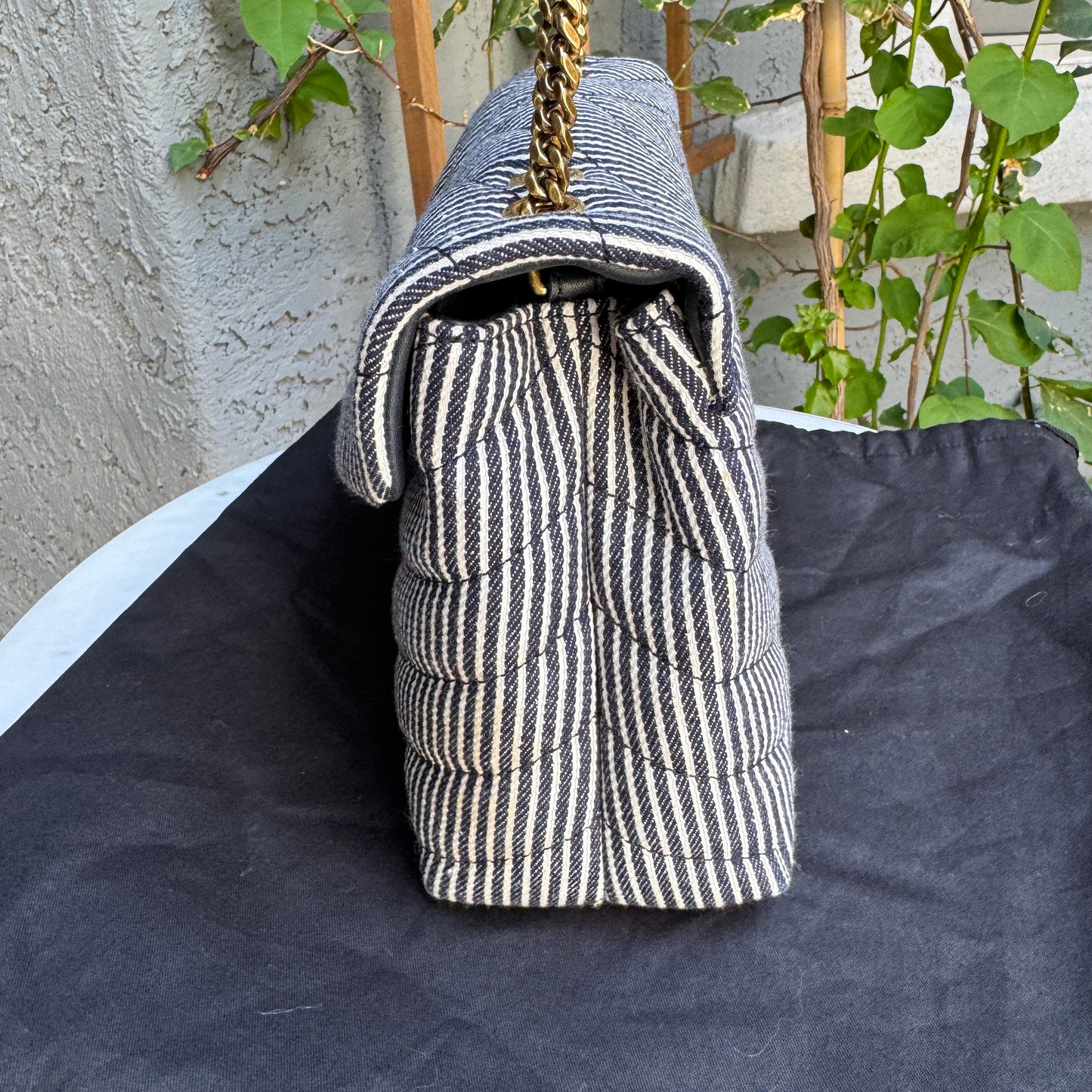 Saint Laurent Small Loulou Striped Chain Crossbody