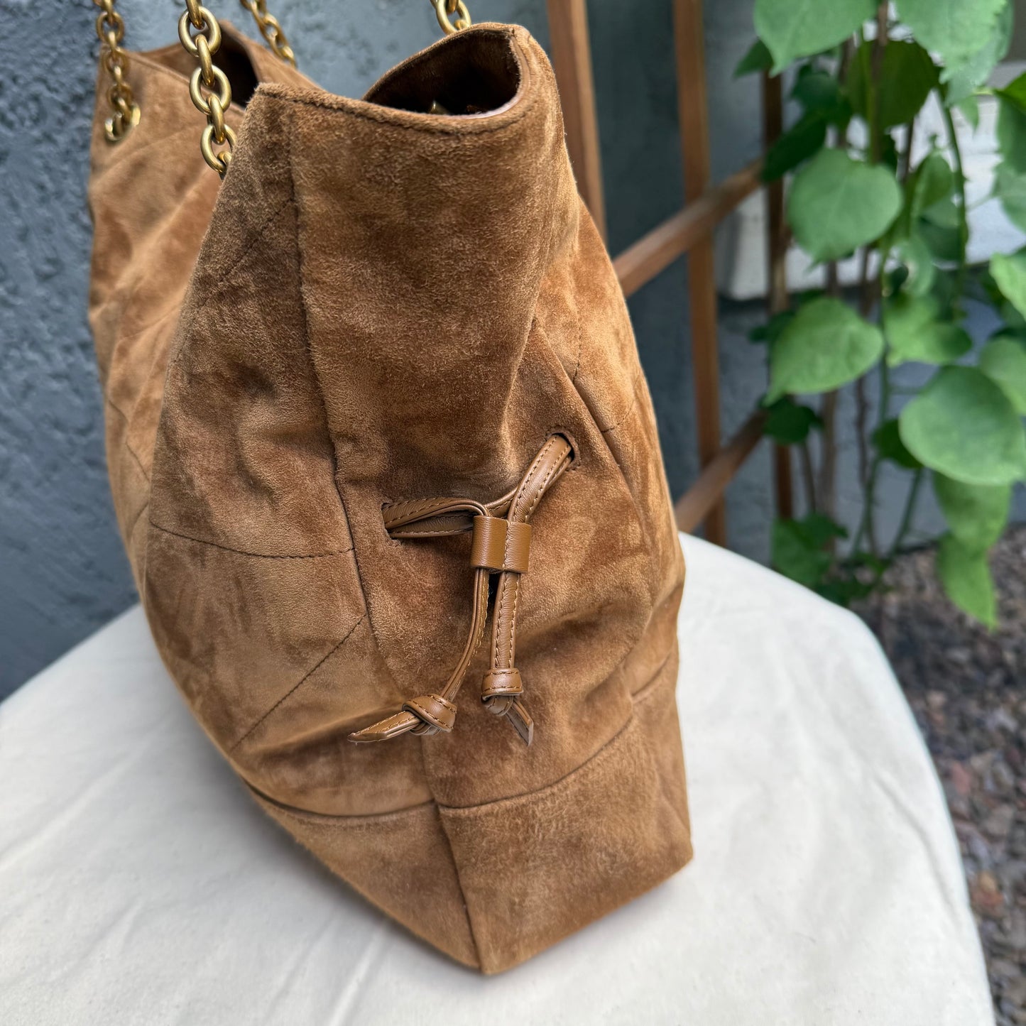 Saint Laurent Suede Leather Medium Jamie Shopping Bag with Pouch