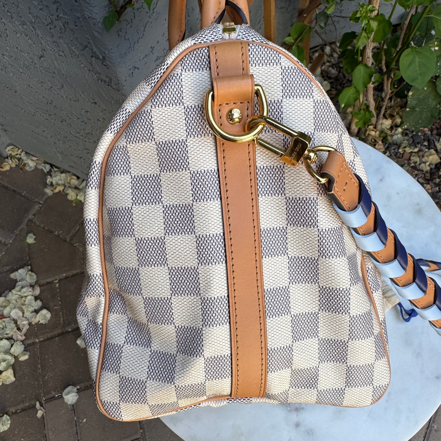 Louis Vuitton Damier Azur Canvas Braided Speedy 30 Bandouliere