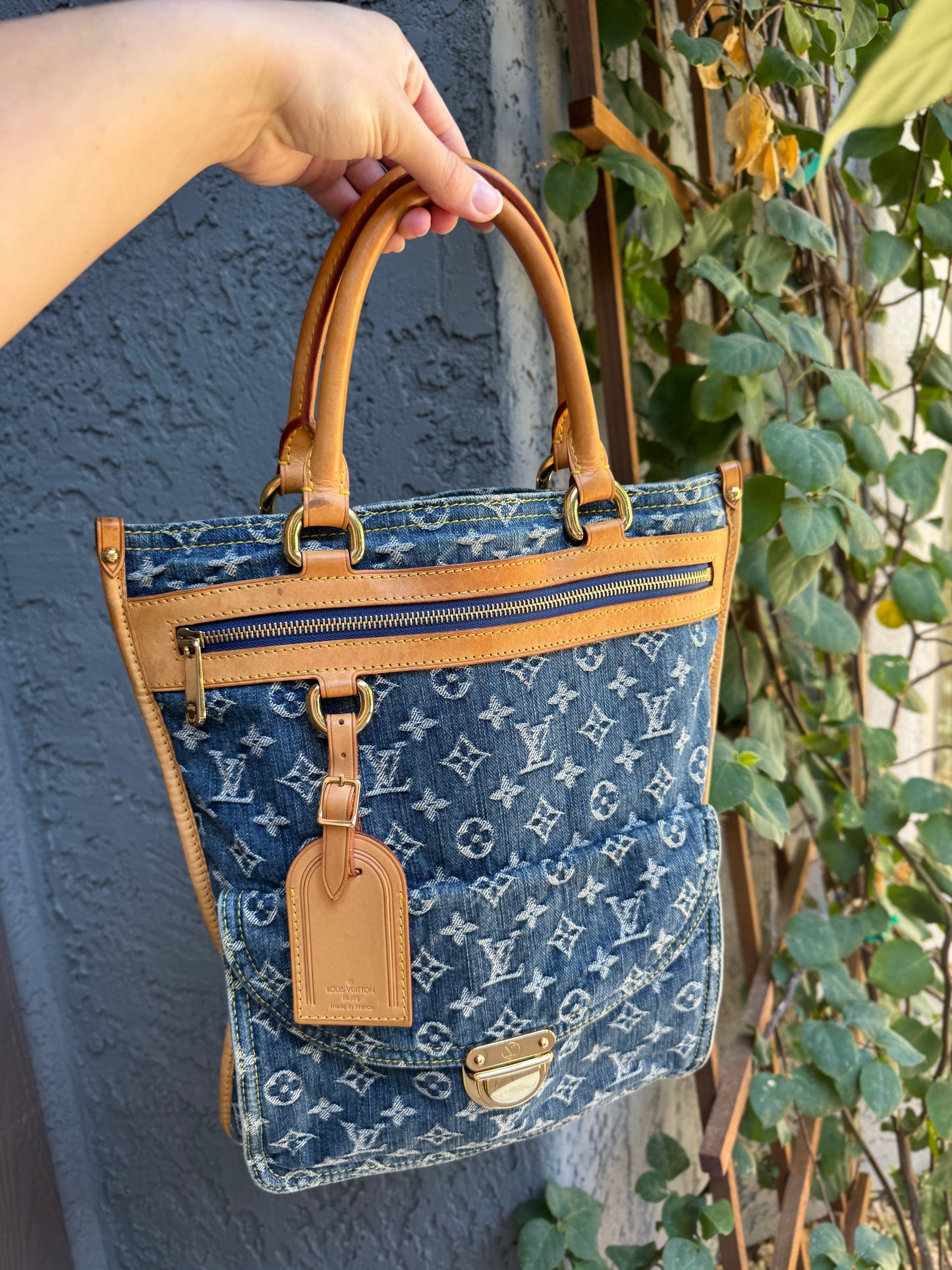 Louis Vuitton Vintage Monogram Denim Sac Plat Tote