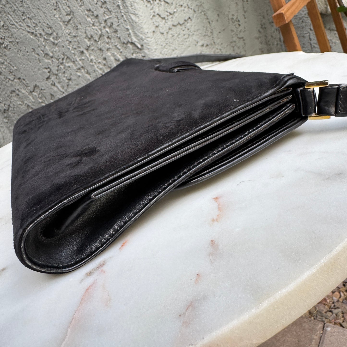 Gucci Vintage Suede Leather Flap Shoulder Bag