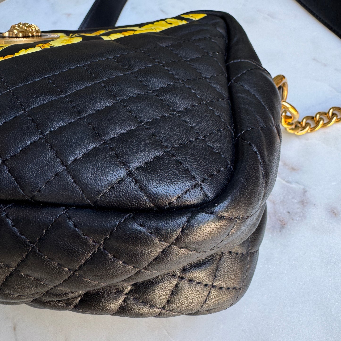 Versace Baroque Icon Quilted Leather Camera Crossbody Bag