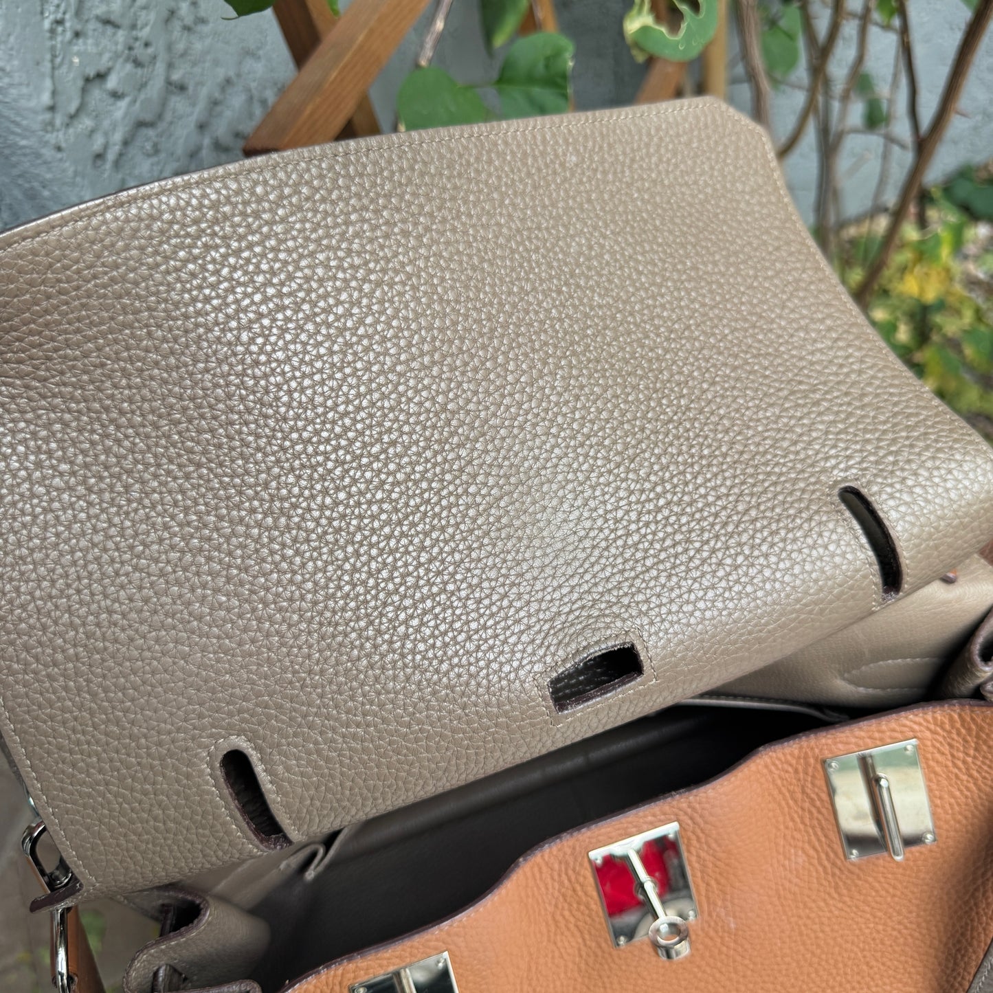 Hermès Jypsiere 34 Bicolor Pebbled Clemence Leather Crossbody