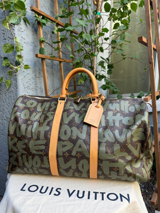 Louis Vuitton Limited Edition Monogram Graffiti 50 Keepall Duffel