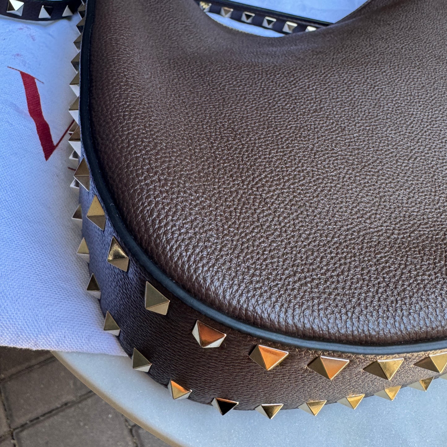 Valentino Garavani Rockstud Leather Hobo Bag