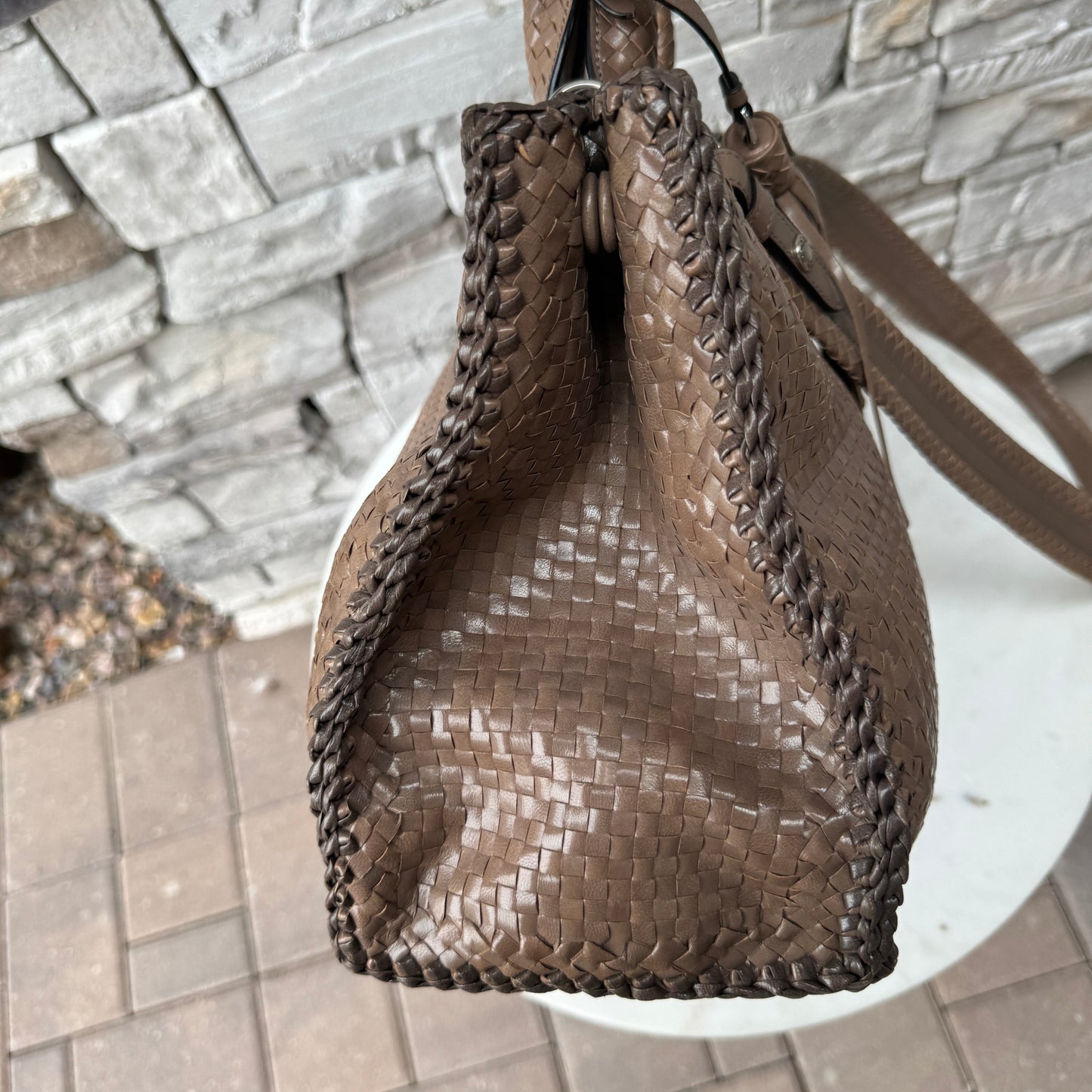 Prada Madras Woven Leather Tote