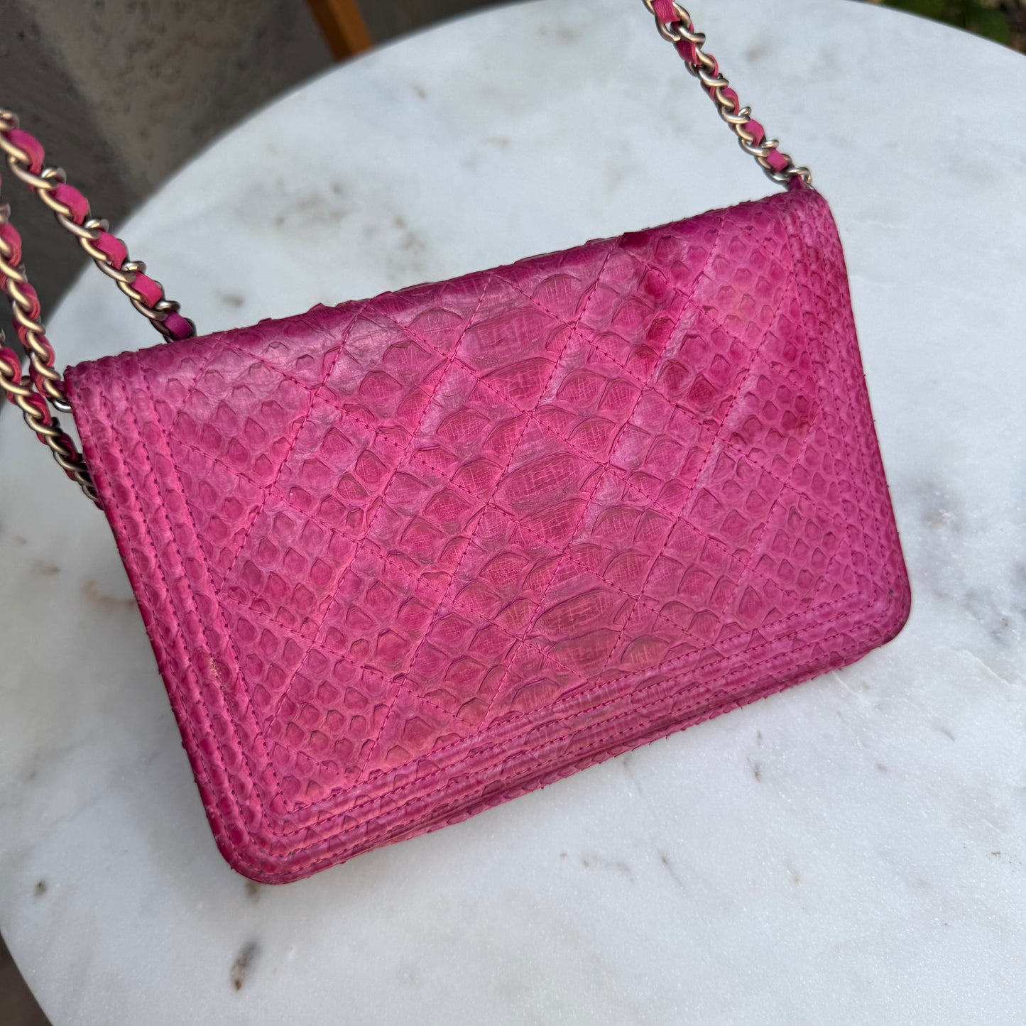 Chanel Python Boy WOC Wallet on Chain Crossbody