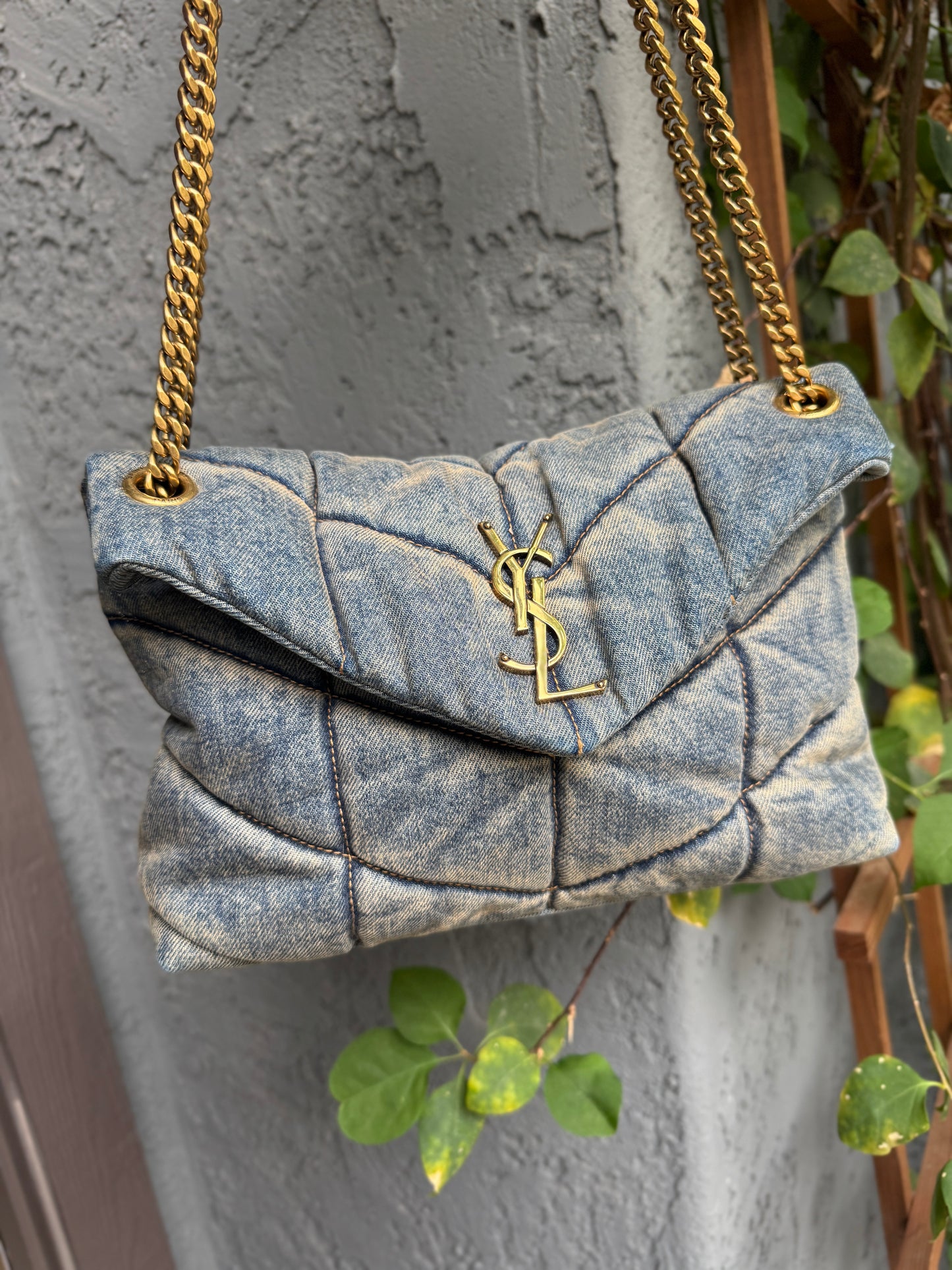 Saint Laurent Denim Toy LouLou Puffer Crossbody