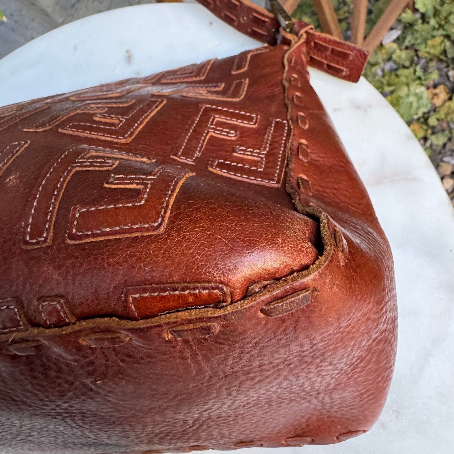 Fendi FF Leather Stitched Monogram Mamma Baguette