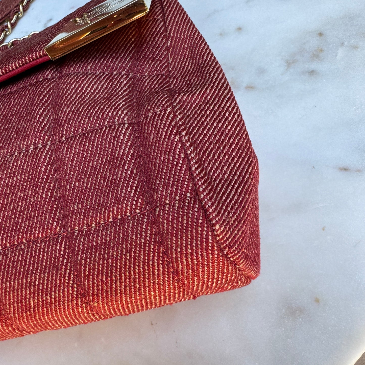 Chanel Vintage Denim Chocolate Bar Quilt Single Flap Shoulder Bag