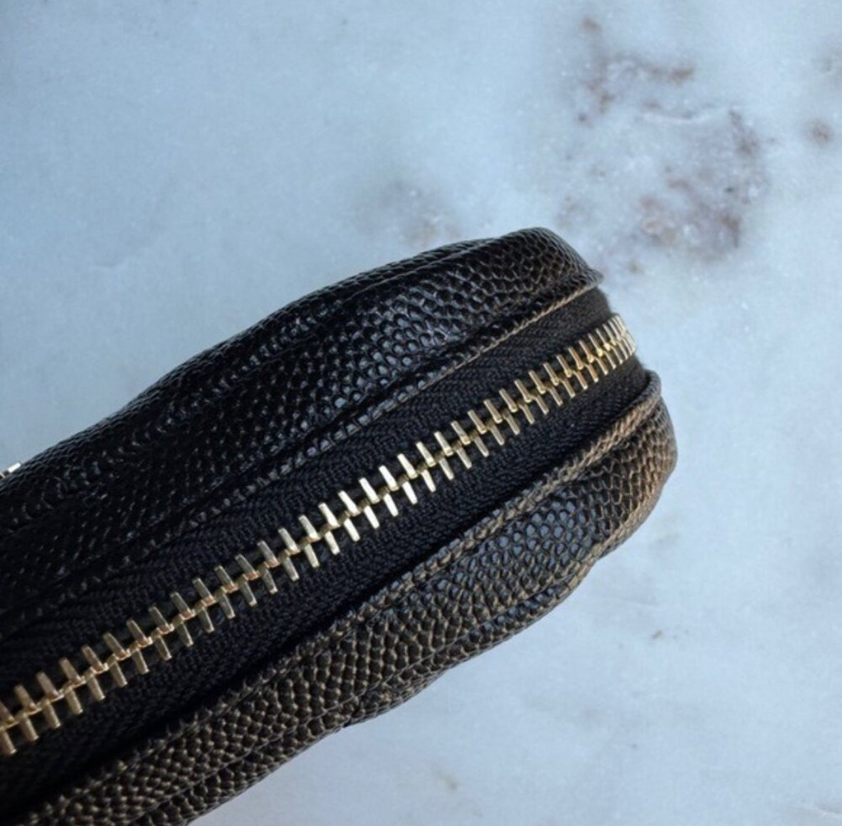 Chanel Small Curvy Quilted Caviar Cosmetic Pouch