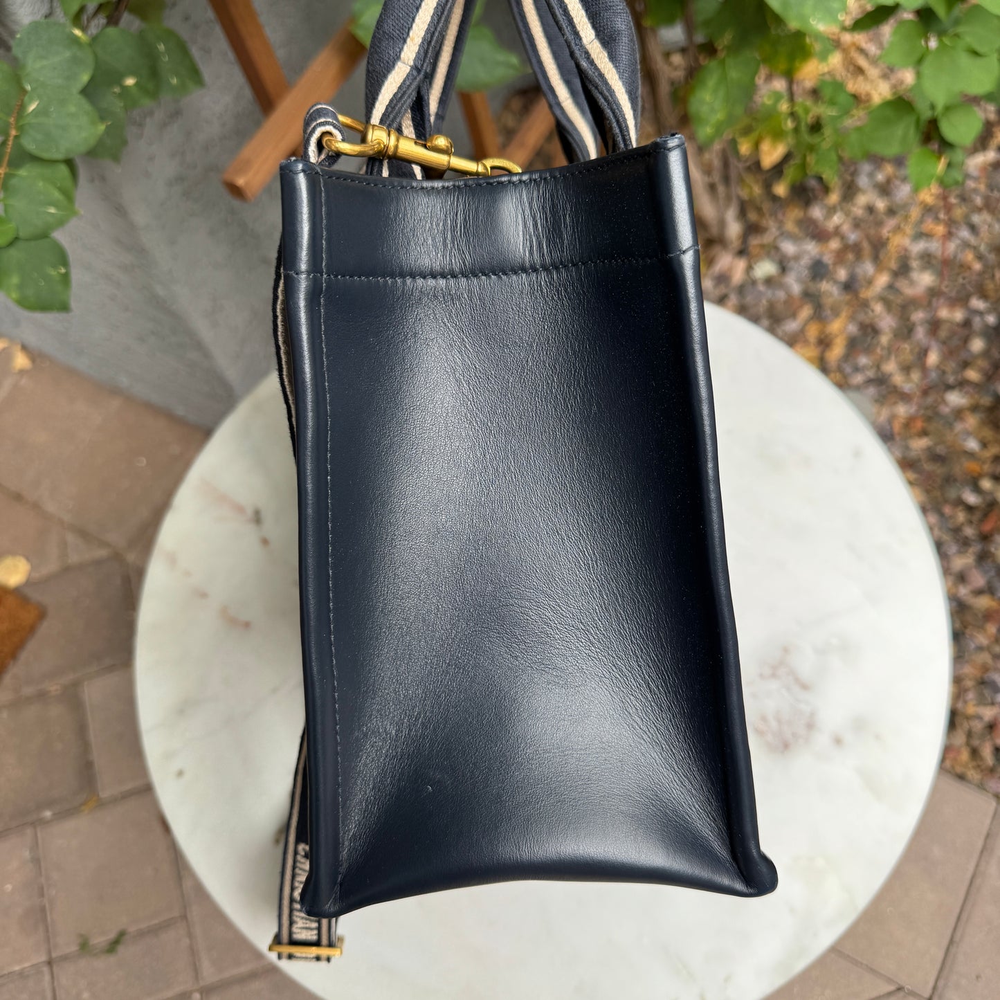 Christian Dior Oblique Embroidery and Calfskin Small Book Tote