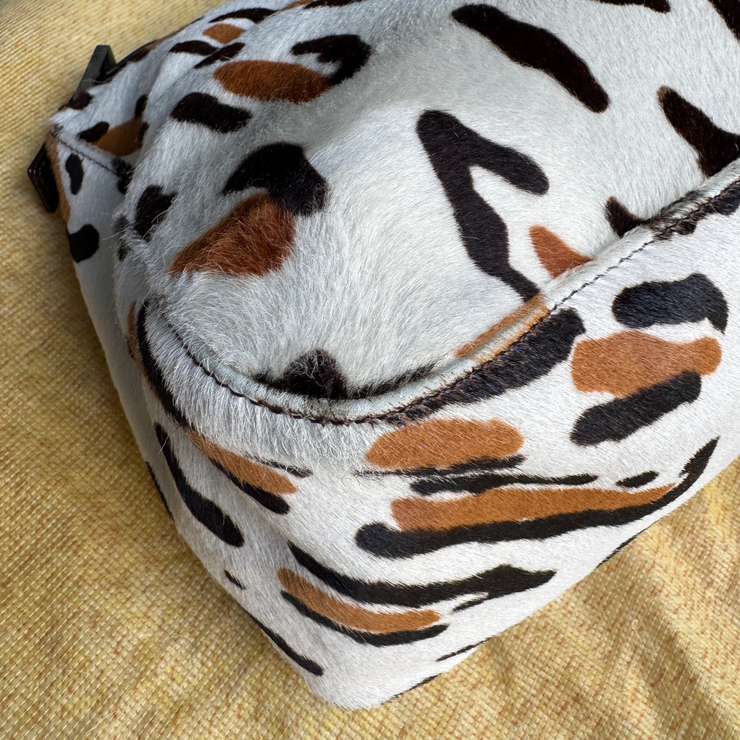 Fendi Vintage Leopard Ponyhair Mama Baguette Shoulder Bag