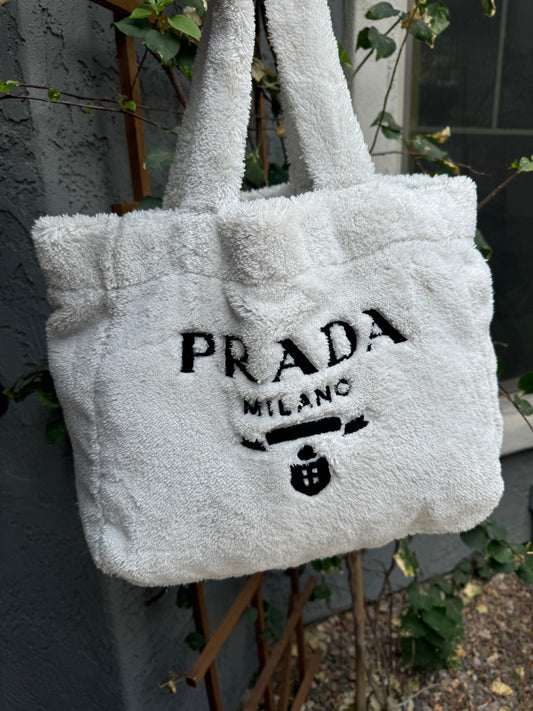 Prada Logo Terry Cloth Tote