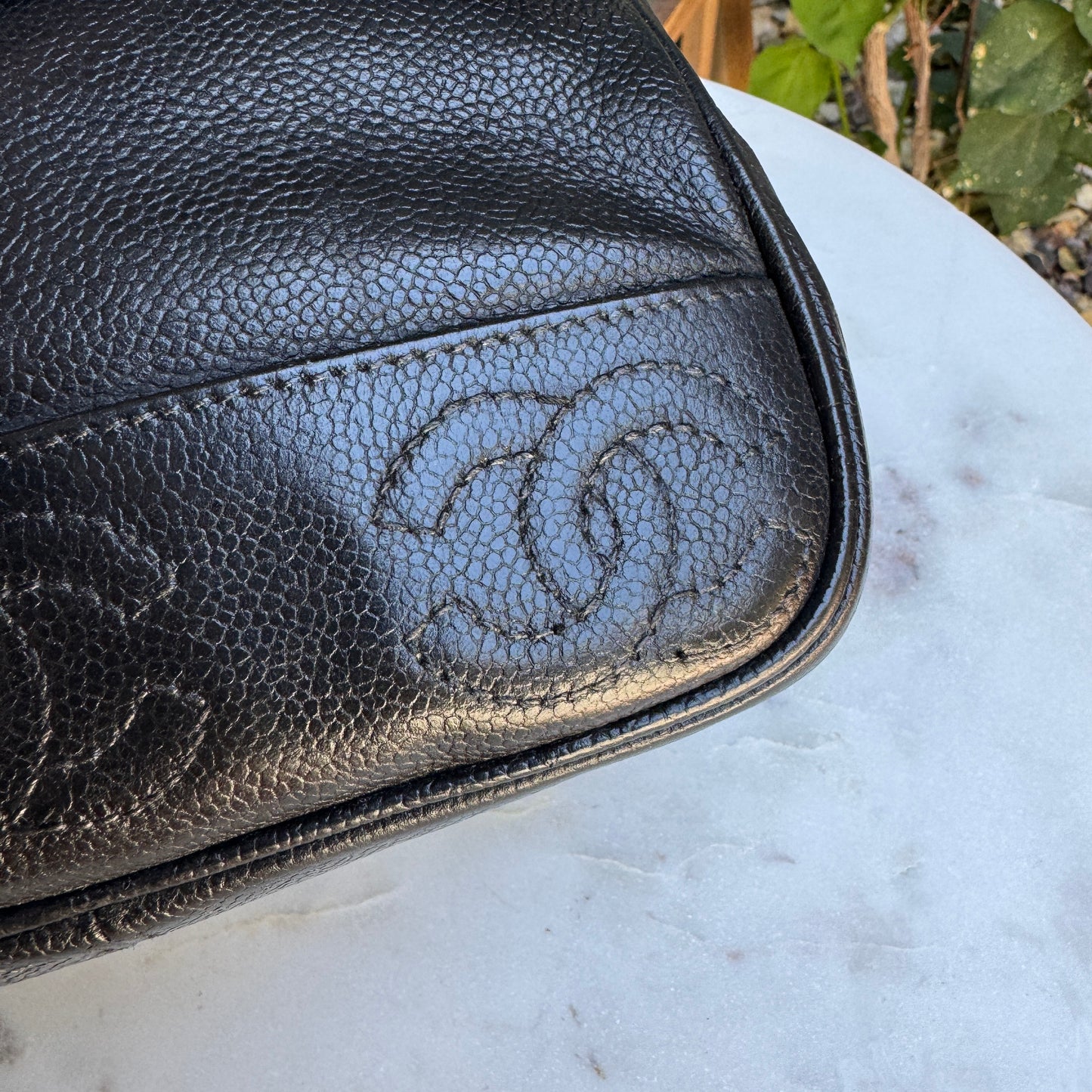 Chanel Vintage Triple Stitched CC Drawstring Flap Caviar Backpack