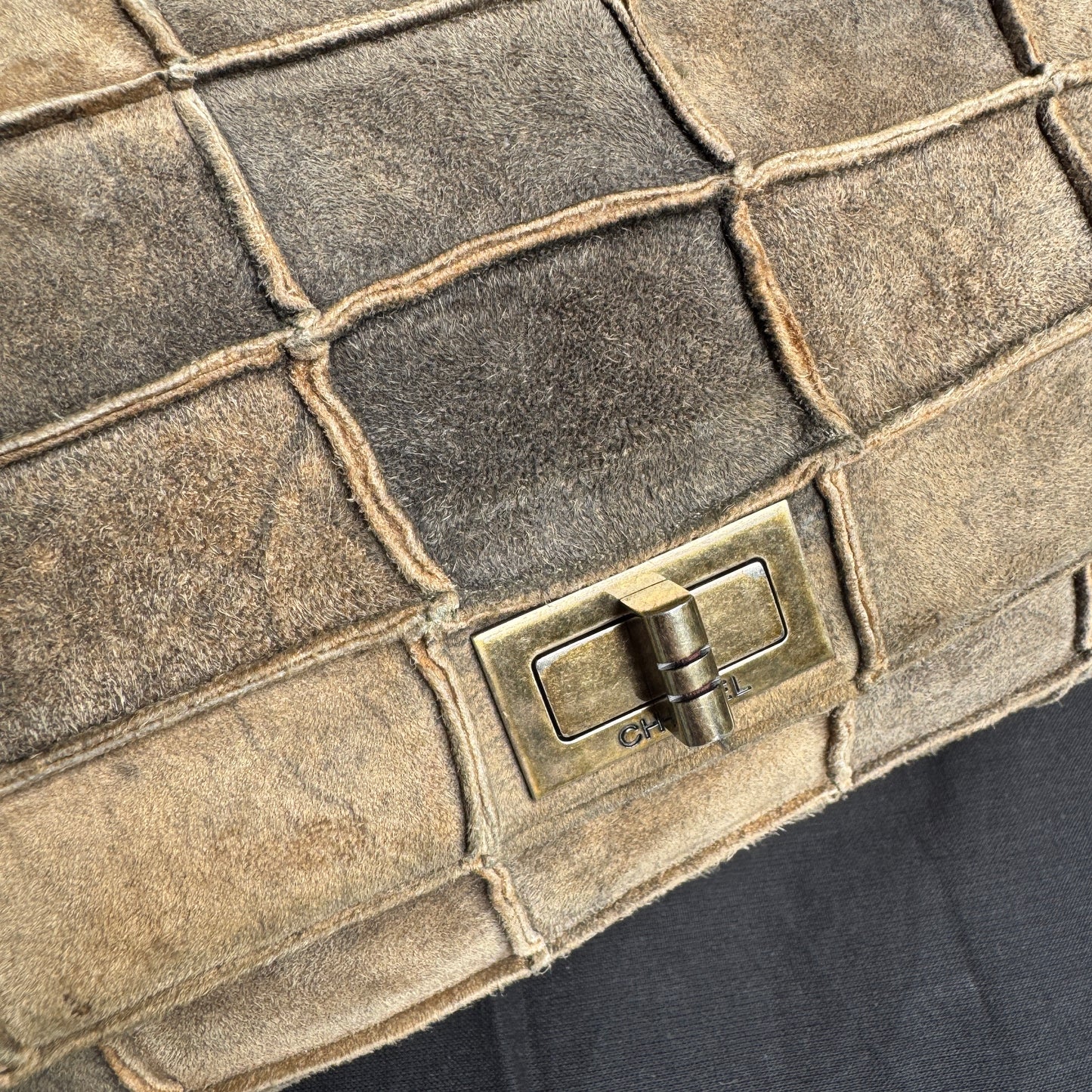 Chanel Suede Patchwork Reissue 225 Single Flap Shoulder Bag