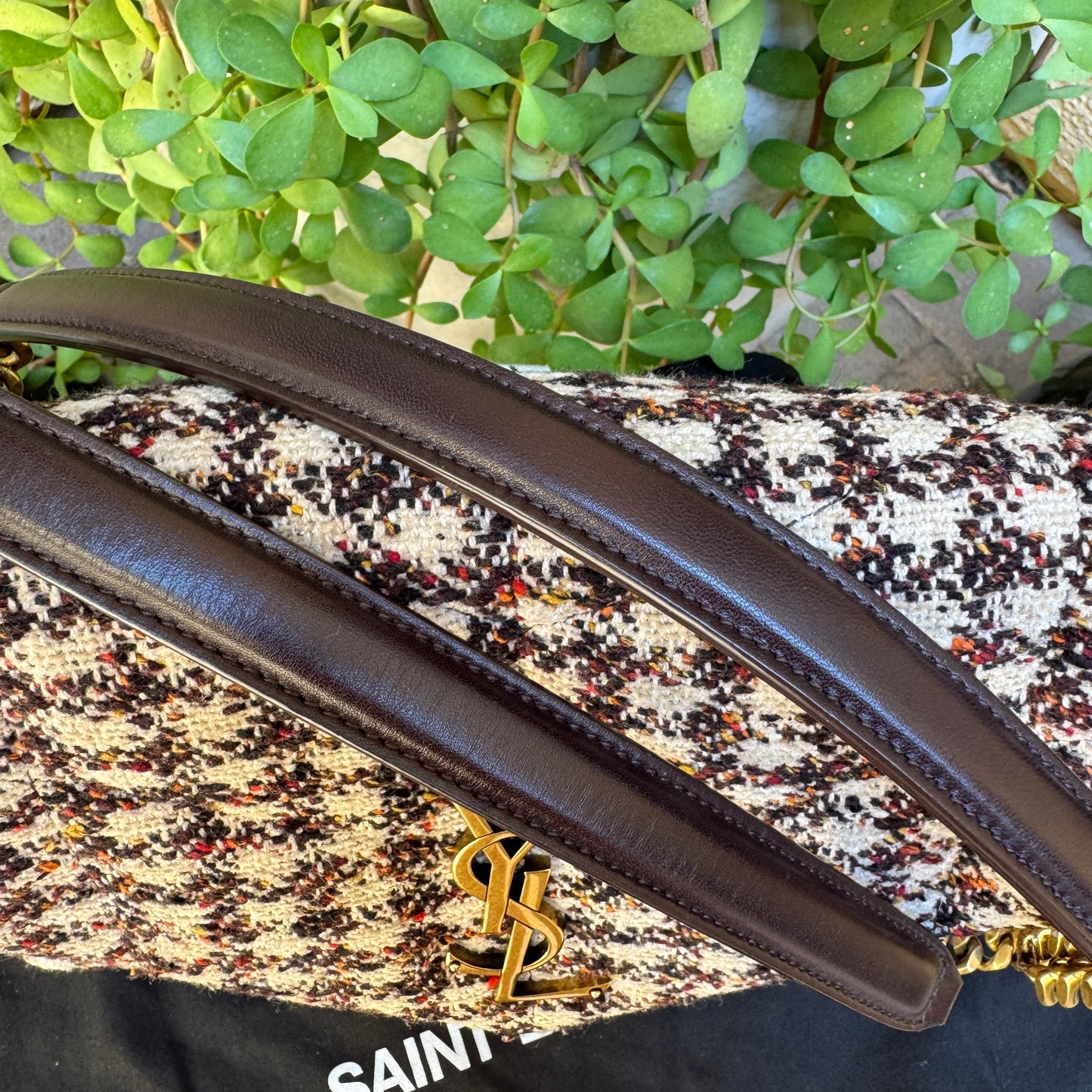 Saint Laurent Tweed Loulou Monogram Puffer Shoulder Bag