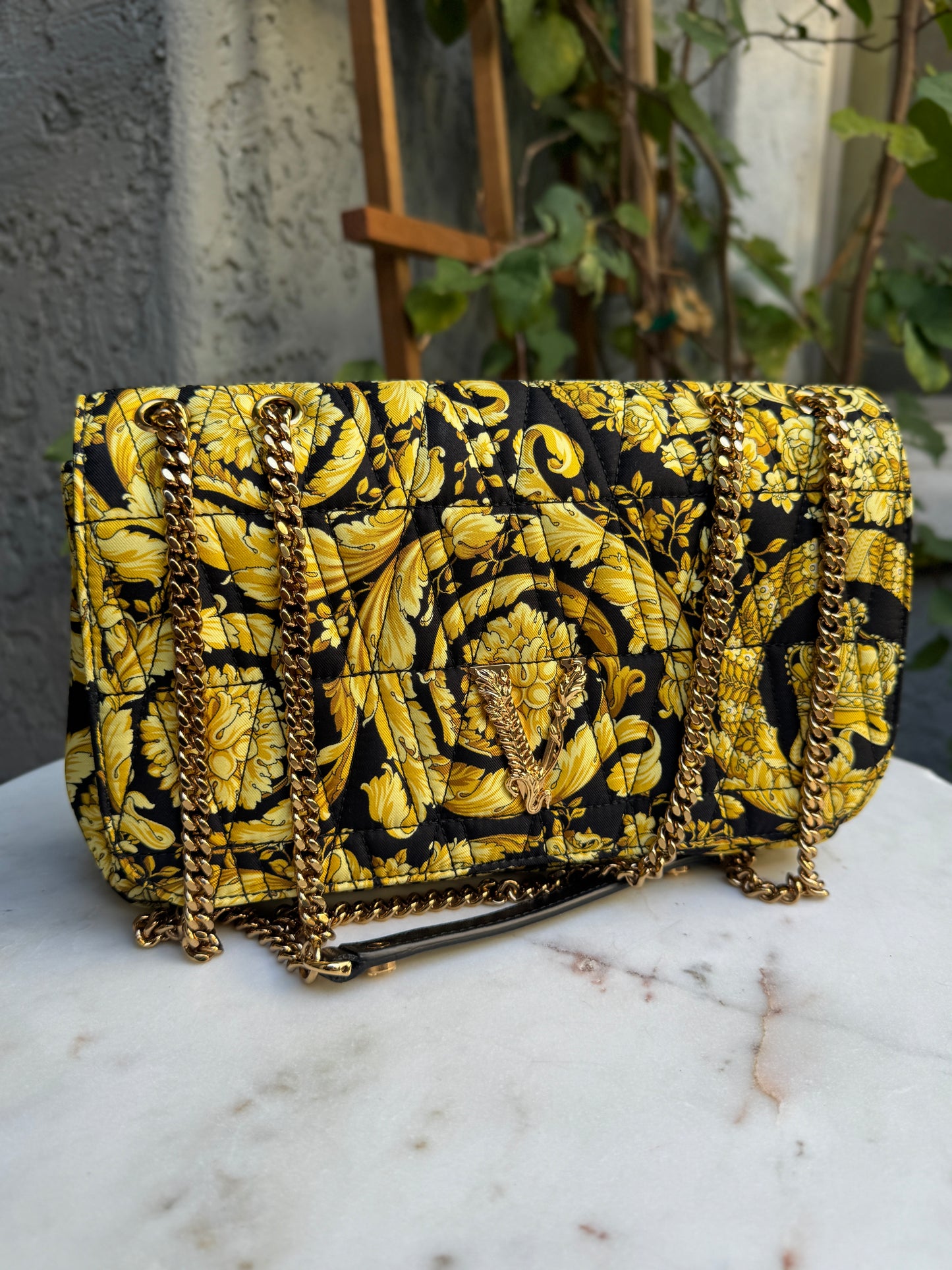 Versace Virtus Barocco Chain Flap Crossbody