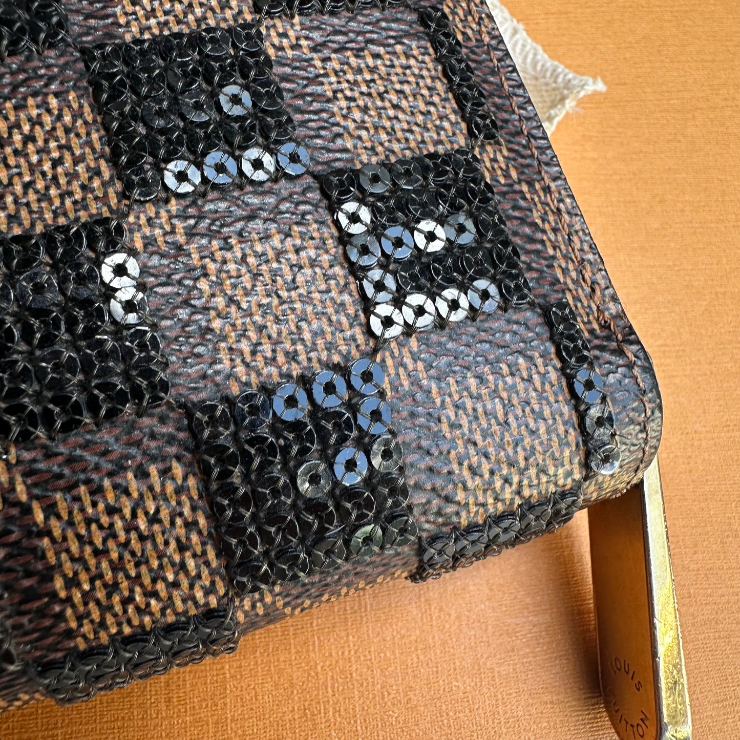 Louis Vuitton Damier Ebene Paillettes Zippy Wallet