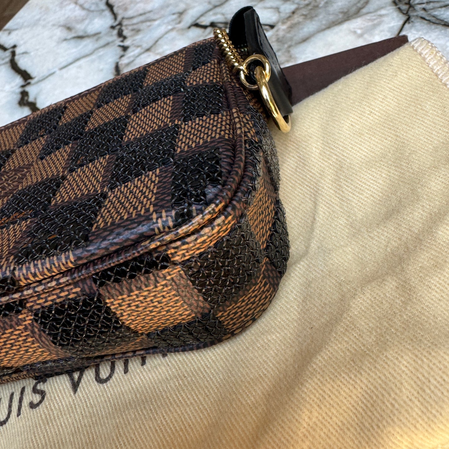 Louis Vuitton Damier Ebene Paillettes Mini Pochette Accessoires