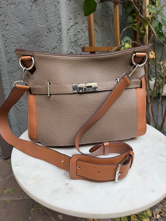 Hermès Jypsiere 34 Bicolor Pebbled Clemence Leather Crossbody