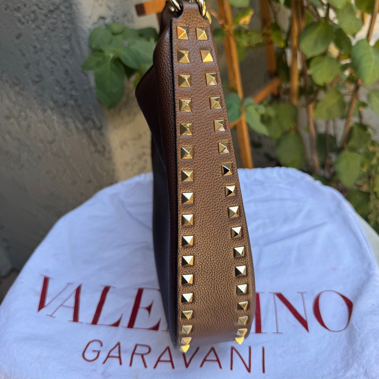 Valentino Garavani Rockstud Leather Hobo Bag