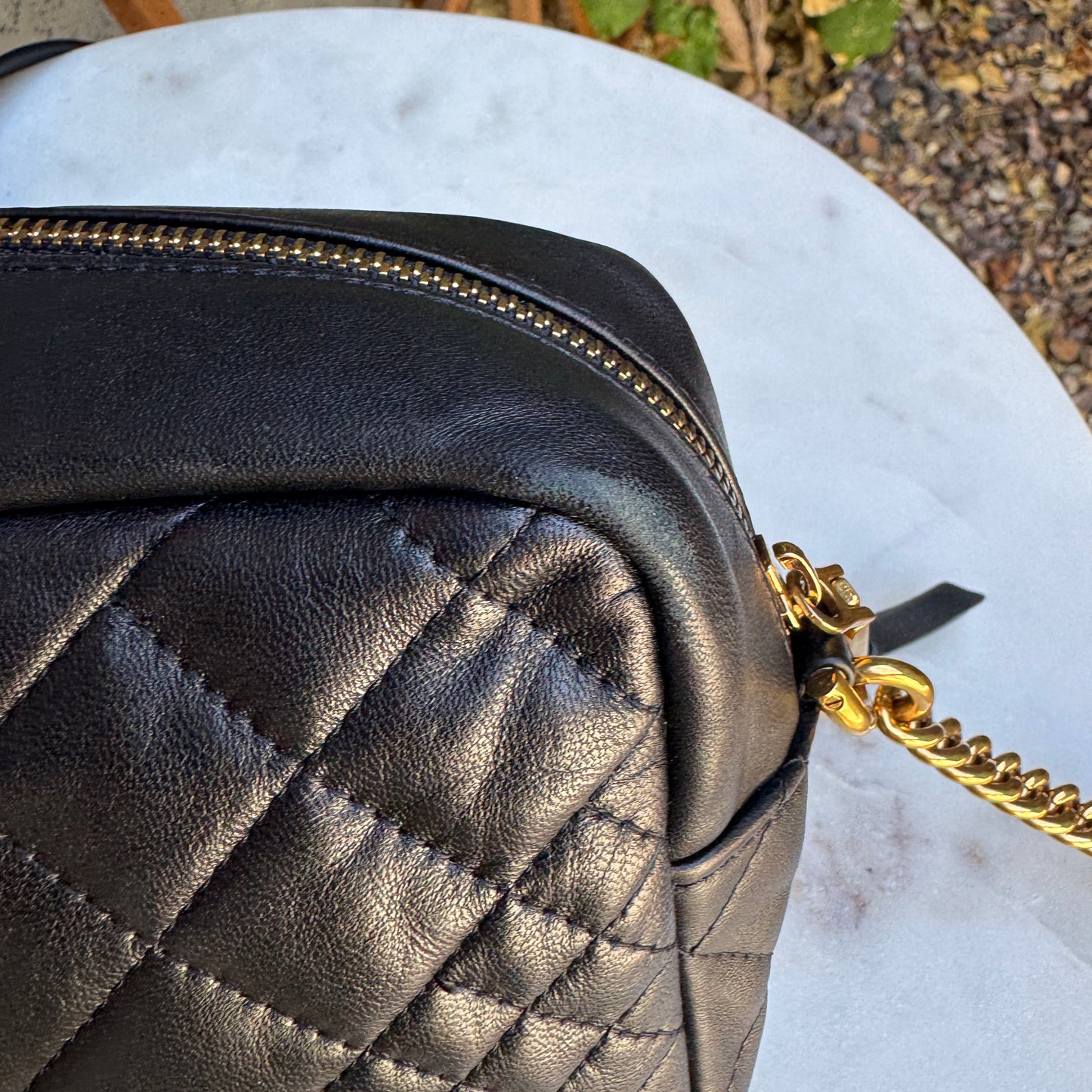 Versace Baroque Icon Quilted Leather Camera Crossbody Bag