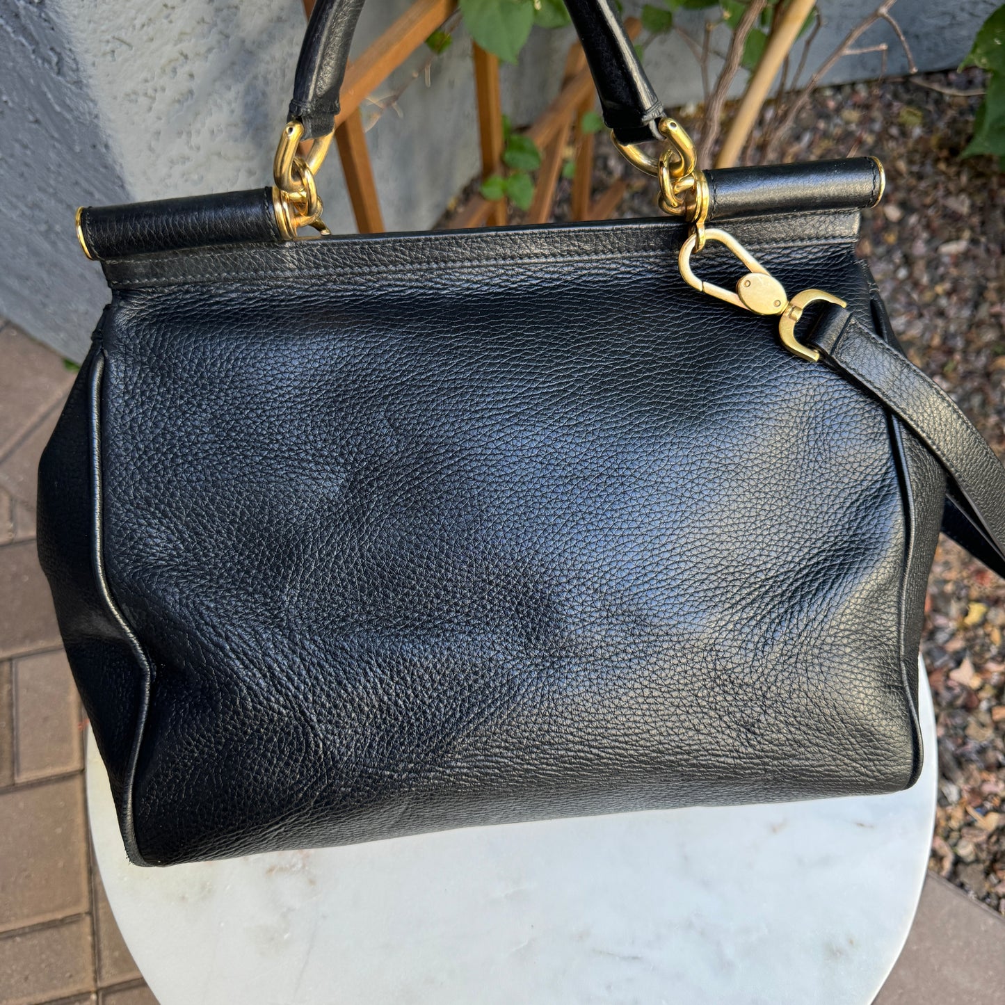 Dolce & Gabbana Large Leather Sicily Shoulder Bag