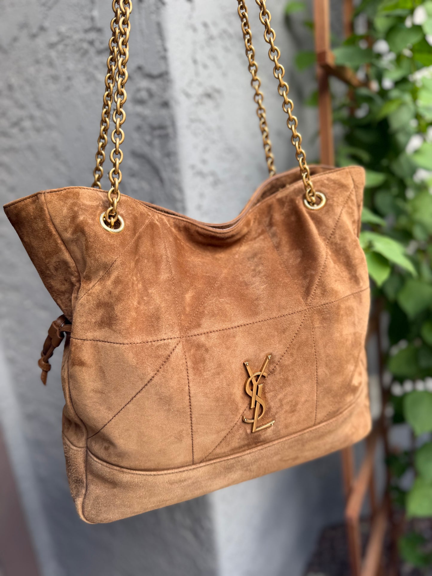 Saint Laurent Suede Leather Medium Jamie Shopping Bag with Pouch