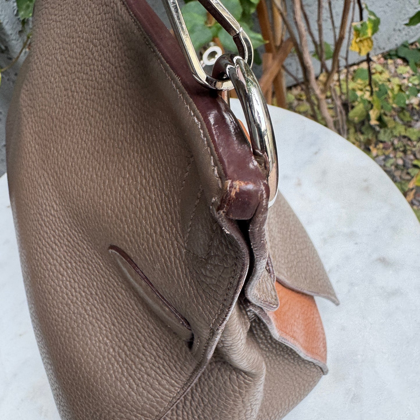 Hermès Jypsiere 34 Bicolor Pebbled Clemence Leather Crossbody