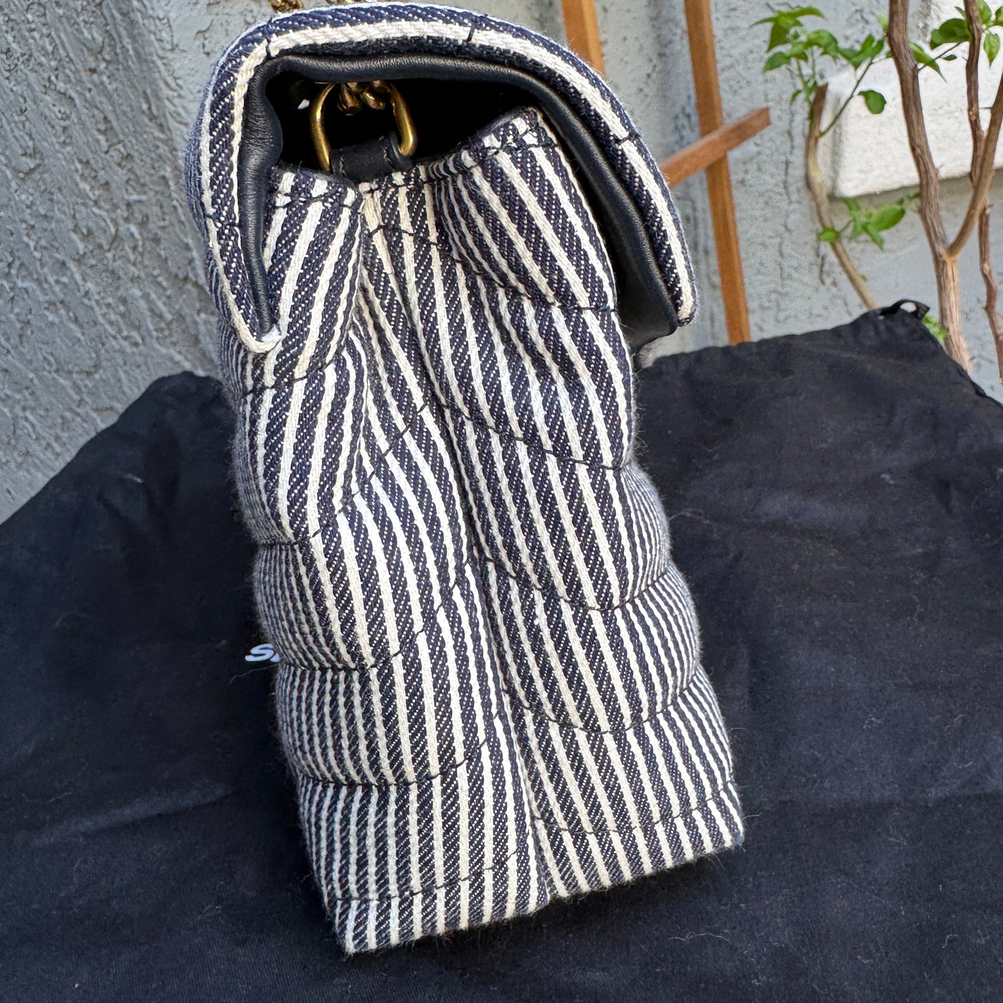 Saint Laurent Small Loulou Striped Chain Crossbody