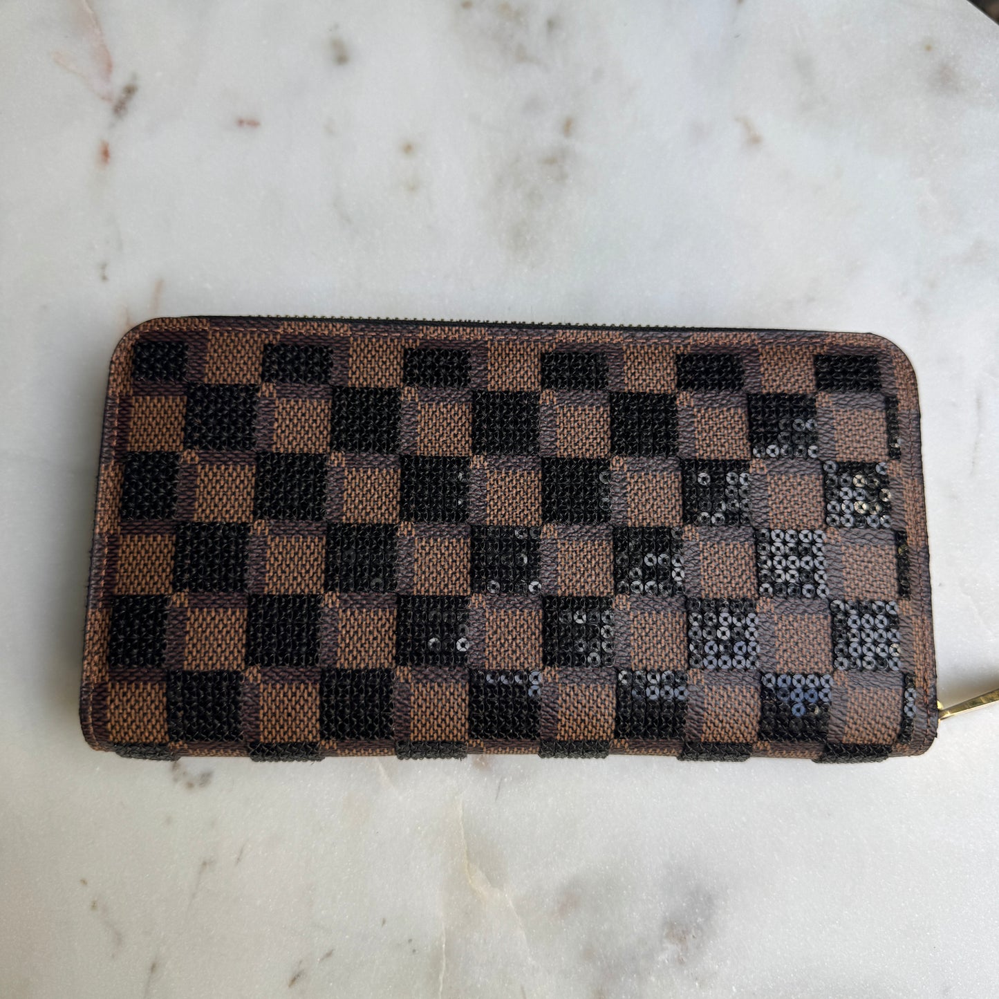 Louis Vuitton Damier Ebene Paillettes Zippy Wallet