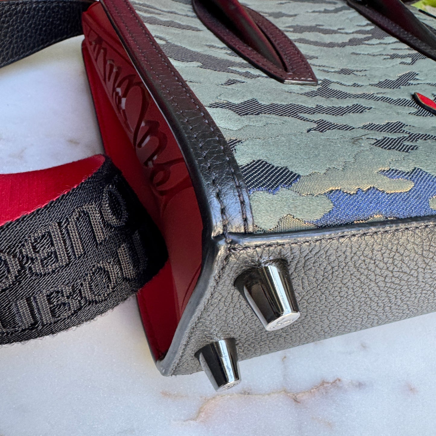 Christian Louboutin Jacquard Calfskin Camoloubi Mini Paloma Crossbody