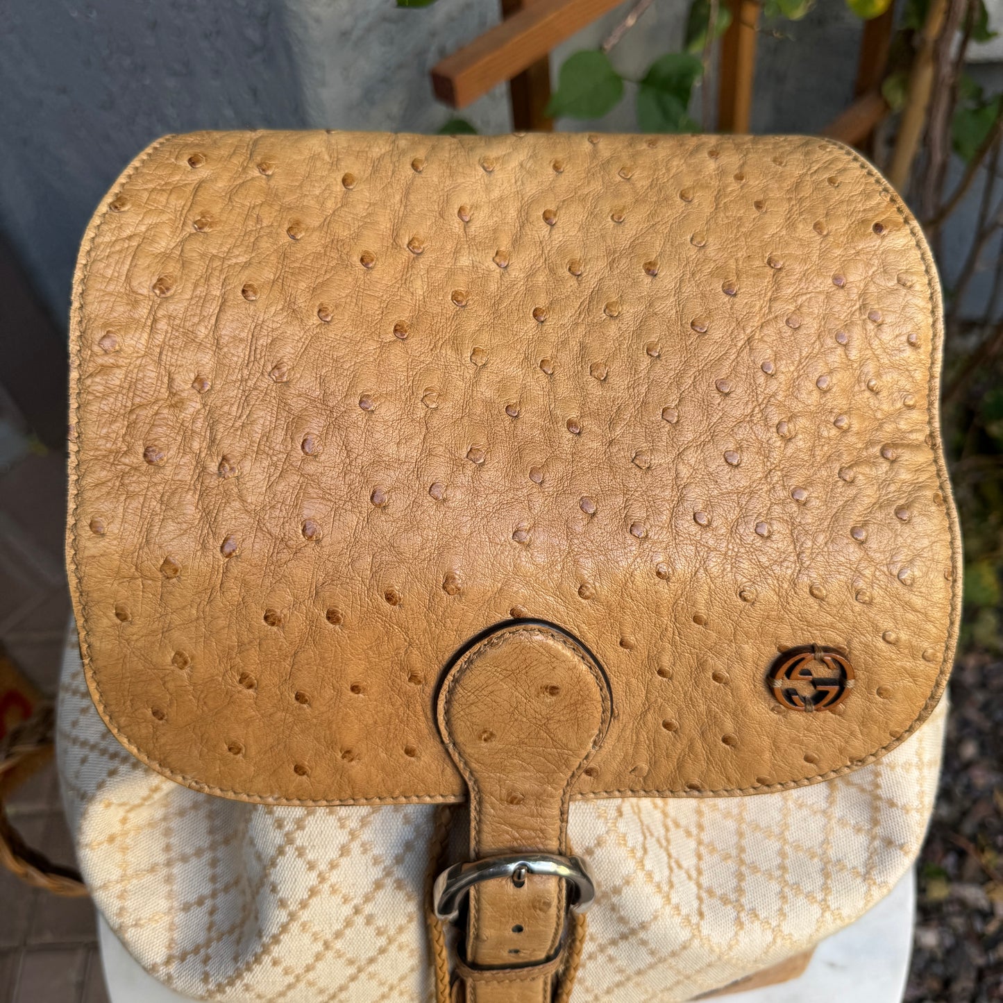 Gucci Ostrich Leather Convertible Backpack