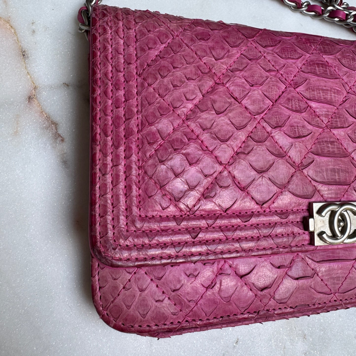 Chanel Python Boy WOC Wallet on Chain Crossbody