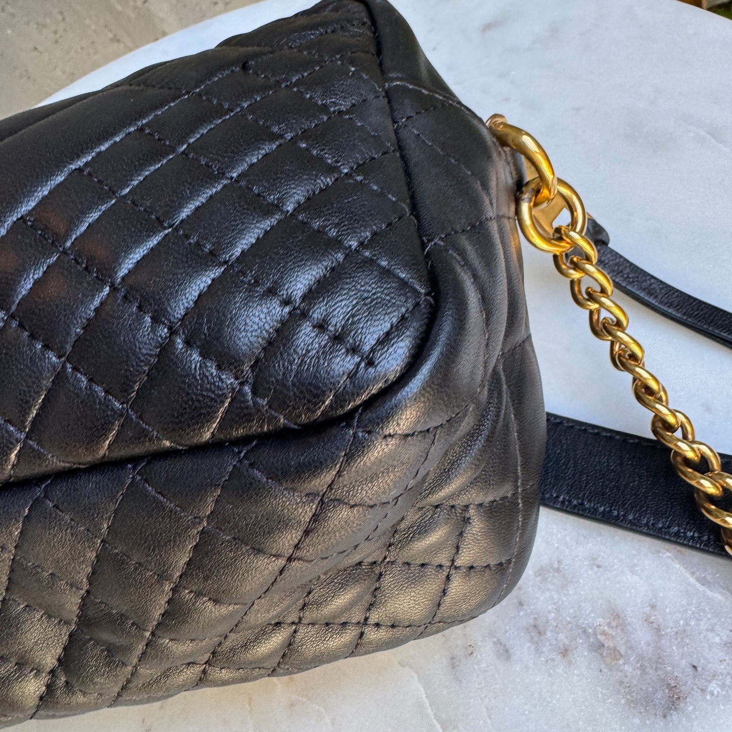 Versace Baroque Icon Quilted Leather Camera Crossbody Bag