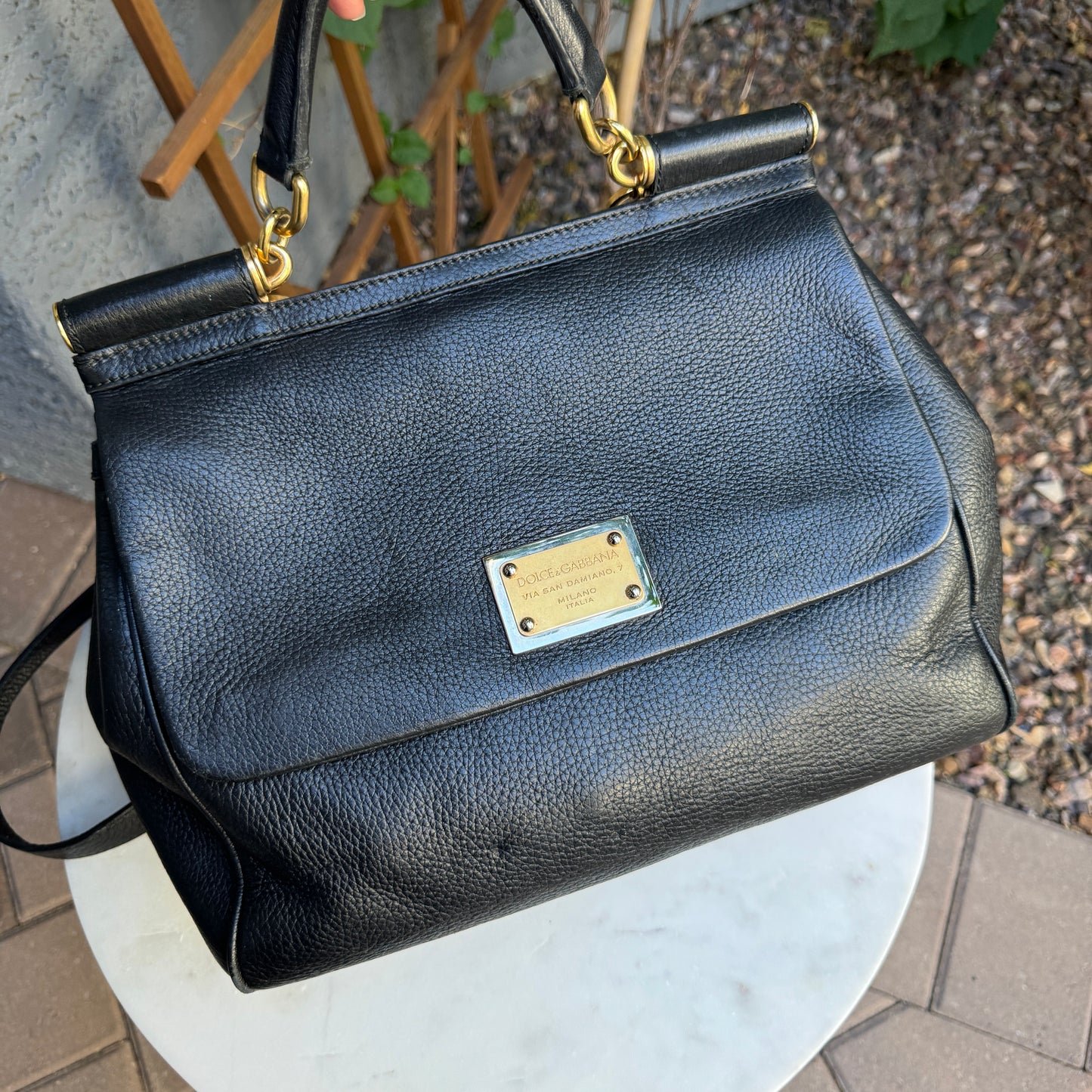 Dolce & Gabbana Large Leather Sicily Shoulder Bag