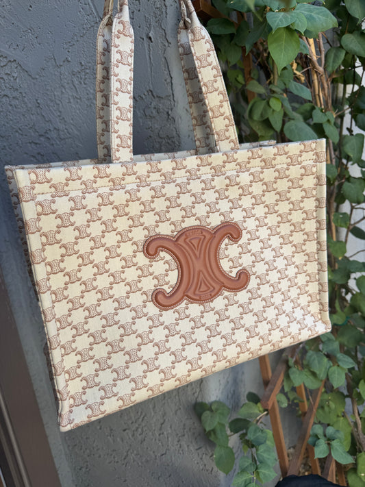 Celine Large Cabas Thais Triomphe Canvas Print Tote
