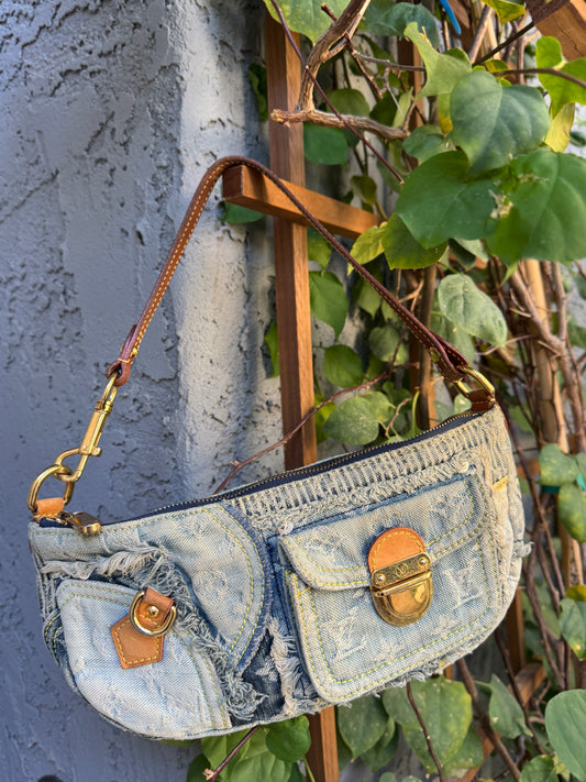 Louis Vuitton Denim Patchwork Pouchy Shoulder Bag