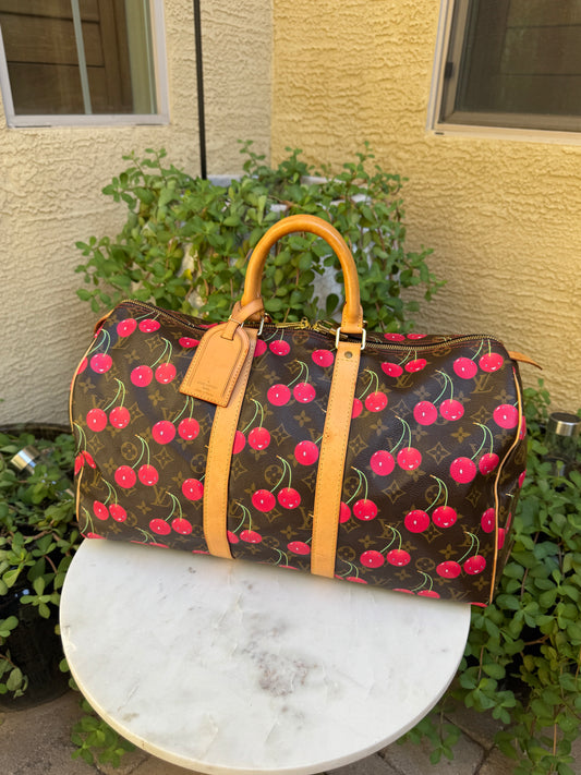 Louis Vuitton x Takashi Murakami Vintage Cherry Keepall 45