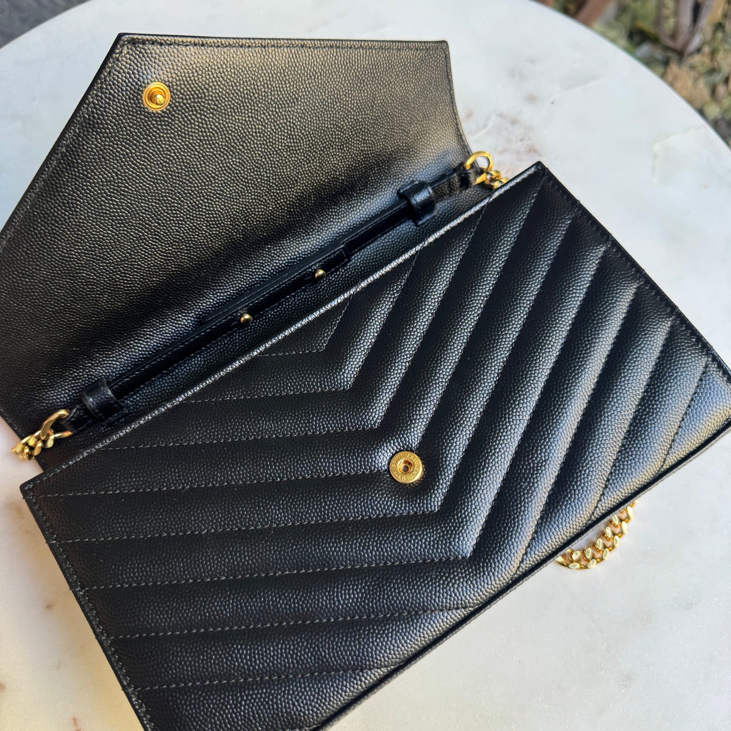 Saint Laurent Cassandre Matelassé Envelope Chain Wallet Crossbody