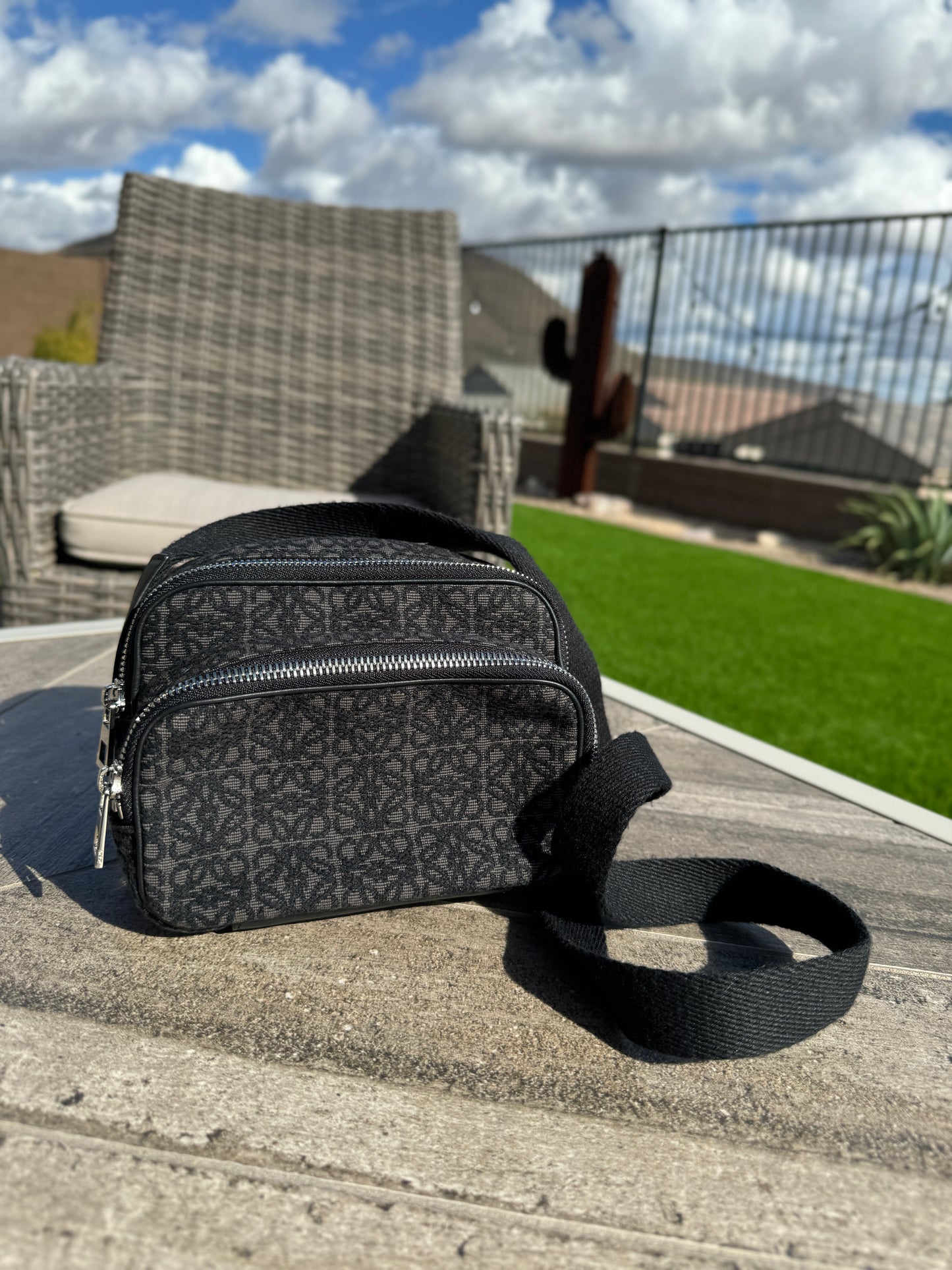 Loewe Jacquard Anagram Calfskin Mini Camera Bag