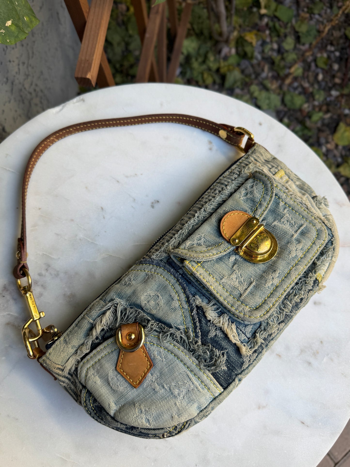 Louis Vuitton Denim Patchwork Pouchy Shoulder Bag