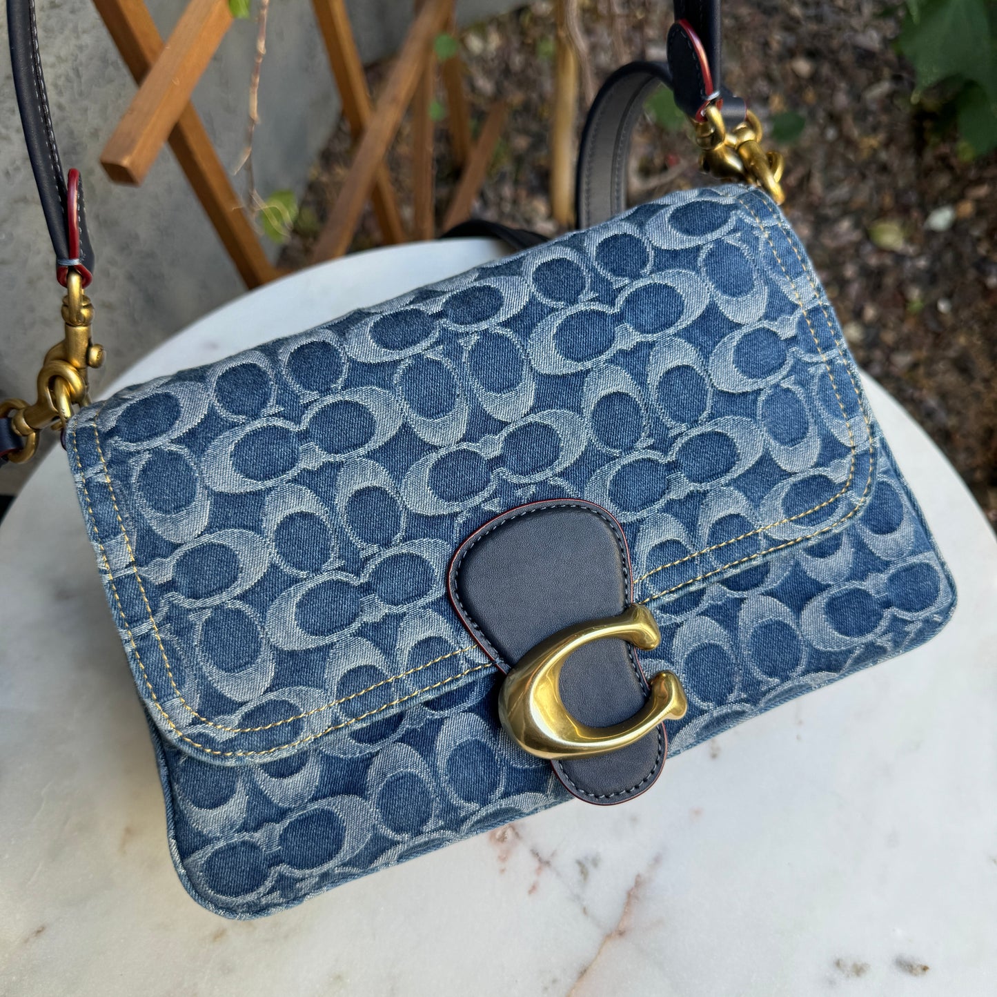 Coach Canvas Denim Monogram Soft Tabby Crossbody