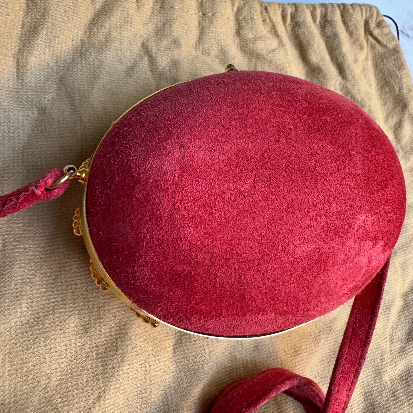 Hermès Oursin Minaudière Pochette Doblis Suede Leather Shoulder Bag