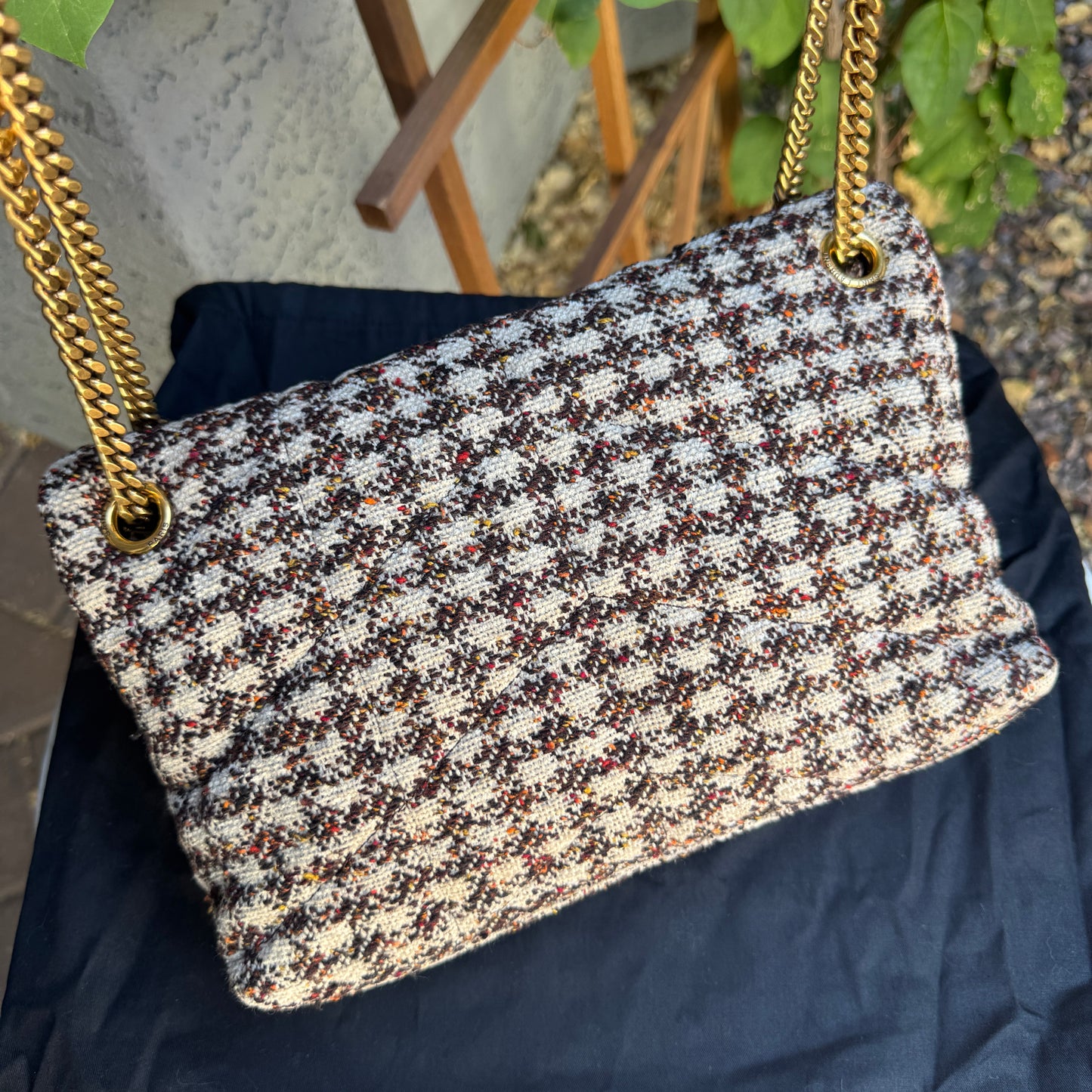 Saint Laurent Tweed Loulou Medium Monogram Puffer Shoulder Bag