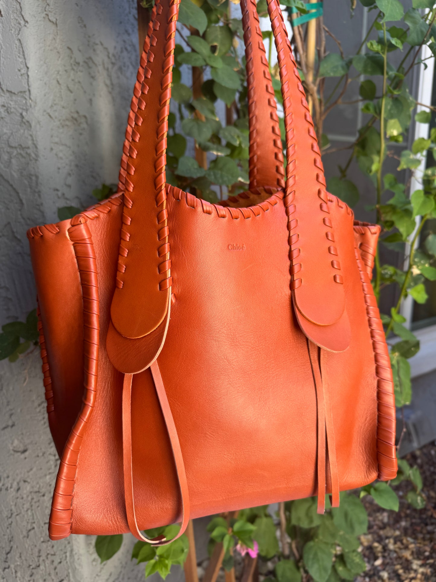 Chloé Mony Whipstitch Leather Medium Tote