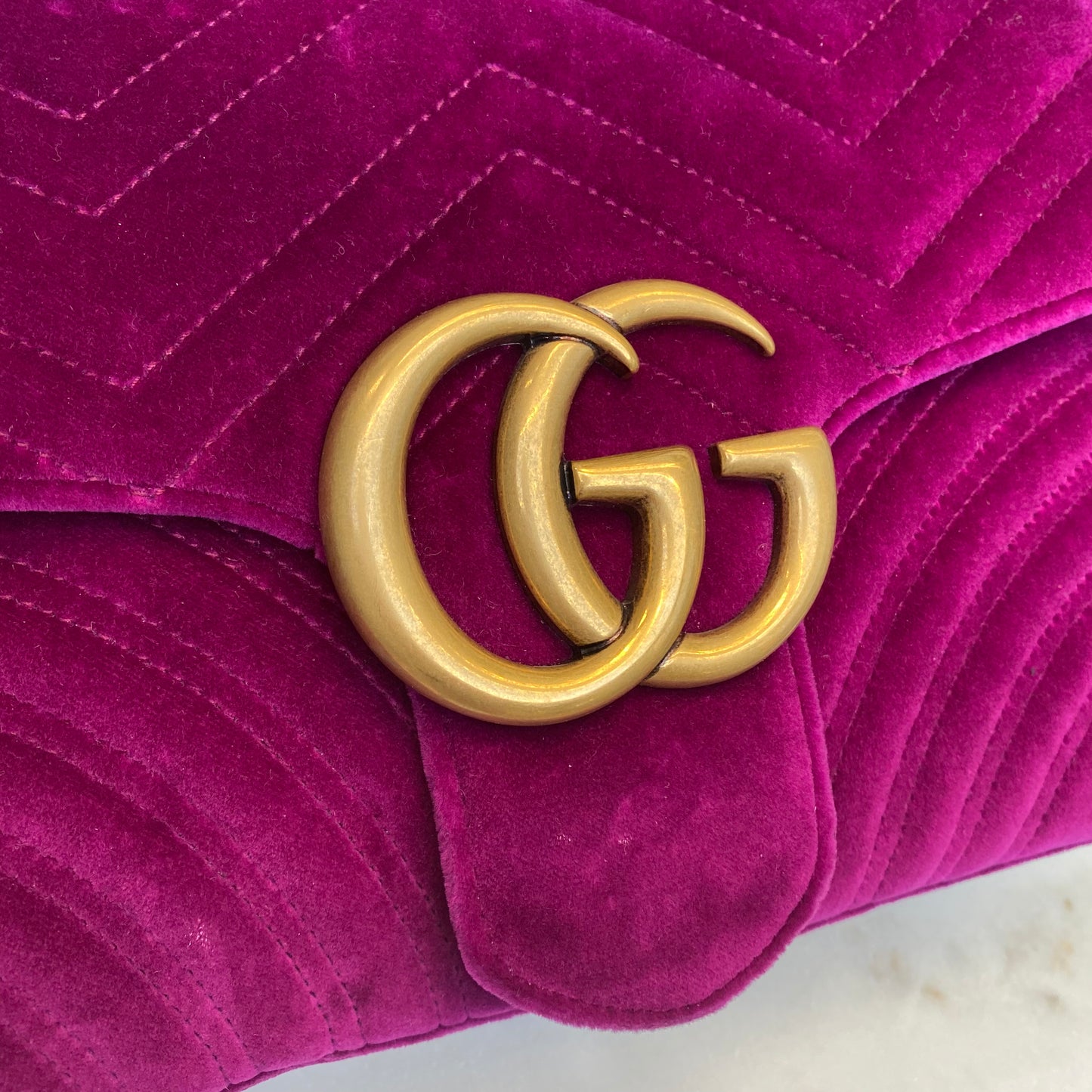 Gucci Velvet Matelasse Medium GG Marmont Shoulder Bag